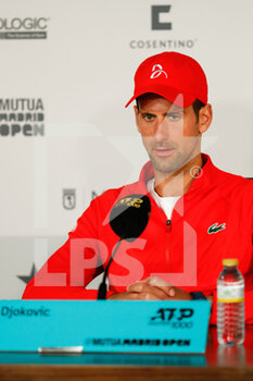 2022-05-06 - Novak Djokovic attends his press conference during the Mutua Madrid Open 2022 tennis tournament on May 6, 2022 at Caja Magica stadium in Madrid, Spain - MUTUA MADRID OPEN 2022 TENNIS TOURNAMENT - INTERNATIONALS - TENNIS
