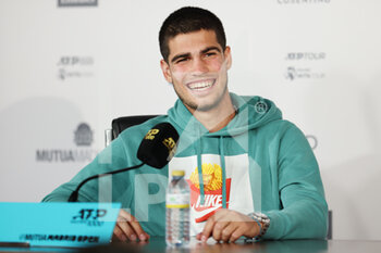 2022-05-06 - Carlos Alcaraz of Spain attends his press conference during the Mutua Madrid Open 2022 tennis tournament on May 6, 2022 at Caja Magica stadium in Madrid, Spain - MUTUA MADRID OPEN 2022 TENNIS TOURNAMENT - INTERNATIONALS - TENNIS