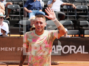 2022-05-18 - Alex Molcan (SVK) reacts after winning against Karen Khachanov (RUS) during the round of 16 at the Open Parc Auvergne-Rhone-Alpes Lyon 2022, ATP 250 Tennis tournament on May 18, 2022 at Parc de la Tete d'Or in Lyon, France - OPEN PARC AUVERGNE-RHONE-ALPES LYON 2022, ATP 250 TENNIS TOURNAMENT - INTERNATIONALS - TENNIS