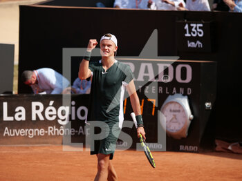 2022-05-18 - Holger Rune (DEN) reacts after winning against Adrian Mannarino (FRA) during the round of 16 at the Open Parc Auvergne-Rhone-Alpes Lyon 2022, ATP 250 Tennis tournament on May 18, 2022 at Parc de la Tete d'Or in Lyon, France - OPEN PARC AUVERGNE-RHONE-ALPES LYON 2022, ATP 250 TENNIS TOURNAMENT - INTERNATIONALS - TENNIS