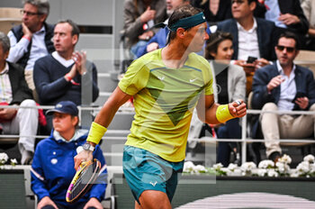 2022-05-23 - Rafael NADAL of Spain celebrates his point during the Day two of Roland-Garros 2022, French Open 2022, Grand Slam tennis tournament on May 23, 2022 at Roland-Garros stadium in Paris, France - ROLAND-GARROS 2022, FRENCH OPEN 2022, GRAND SLAM TENNIS TOURNAMENT - INTERNATIONALS - TENNIS