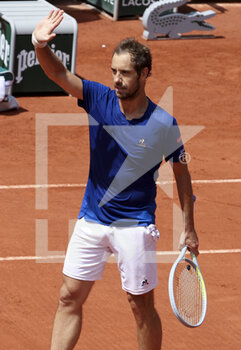 2022-05-24 - Richard Gasquet of France celebrates his first round victory during day 3 of the French Open 2022, a tennis Grand Slam tournament on May 24, 2022 at Roland-Garros stadium in Paris, France - ROLAND-GARROS 2022, FRENCH OPEN 2022, GRAND SLAM TENNIS TOURNAMENT - INTERNATIONALS - TENNIS