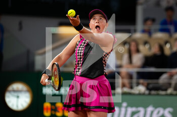 2022-05-26 - Jelena Ostapenko of Latvia in action against Alize Cornet of France during the second round of the Roland-Garros 2022, Grand Slam tennis tournament on May 26, 2022 at Roland-Garros stadium in Paris, France - TENNIS - ROLAND GARROS 2022 - WEEK 1 PART 2 - INTERNATIONALS - TENNIS