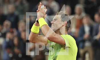 2022-05-31 - Rafael Nadal of Spain celebrates his victory during day 10 of Roland-Garros 2022, French Open 2022, second Grand Slam tennis tournament of the season on May 31, 2022 at Roland-Garros stadium in Paris, France - TENNIS - ROLAND GARROS 2022 - WEEK 2 - INTERNATIONALS - TENNIS