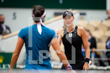 2022-06-05 - Kristina Mladenovic of France & Caroline Garcia of France in action during the doubles final of the Roland-Garros 2022, Grand Slam tennis tournament on June 5, 2022 at Roland-Garros stadium in Paris, France - TENNIS - ROLAND GARROS 2022 - WEEK 2 - INTERNATIONALS - TENNIS