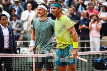 2022-06-05 - Casper RUUD of Norway with Rafael NADAL of Spain during the Day fifteen of Roland-Garros 2022, French Open 2022, Grand Slam tennis tournament on June 05, 2022 at Roland-Garros stadium in Paris, France - TENNIS - ROLAND GARROS 2022 - WEEK 2 - INTERNATIONALS - TENNIS