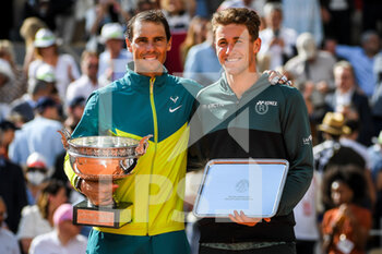2022-06-05 - Casper RUUD of Norway with Rafael NADAL of Spain during the Day fifteen of Roland-Garros 2022, French Open 2022, Grand Slam tennis tournament on June 05, 2022 at Roland-Garros stadium in Paris, France - TENNIS - ROLAND GARROS 2022 - WEEK 2 - INTERNATIONALS - TENNIS