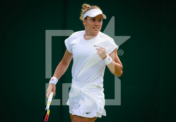 2022-06-27 - Katarzyna Kawa of Poland in action against Rebecca Marino of Canada during the first round of the 2022 Wimbledon Championships, Grand Slam tennis tournament on June 27, 2022 at All England Lawn Tennis Club in Wimbledon near London, England - TENNIS - WIMBLEDON 2022 - INTERNATIONALS - TENNIS
