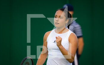 2022-06-27 - Elisabetta Cocciaretto of Italy in action against Martina Trevisan of Italy during the first round of the 2022 Wimbledon Championships, Grand Slam tennis tournament on June 27, 2022 at All England Lawn Tennis Club in Wimbledon near London, England - TENNIS - WIMBLEDON 2022 - INTERNATIONALS - TENNIS