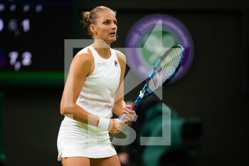 2022-06-28 - Karolina Pliskova of the Czech Republic in action against Tereza Martincova of the Czech Republic during the first round of the 2022 Wimbledon Championships, Grand Slam tennis tournament on June 28, 2022 at All England Lawn Tennis Club in Wimbledon near London, England - TENNIS - WIMBLEDON 2022 - INTERNATIONALS - TENNIS