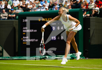 2022-06-29 - Anett Kontaveit of Estonia in action against Jule Niemeier of Germany during the second round of the 2022 Wimbledon Championships, Grand Slam tennis tournament on June 29, 2022 at All England Lawn Tennis Club in Wimbledon near London, England - TENNIS - WIMBLEDON 2022 - INTERNATIONALS - TENNIS