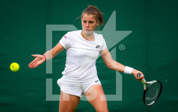2022-06-29 - Maja Chwalinska of Poland in action against Alison Riske-Amritraj of the United States during the second round of the 2022 Wimbledon Championships, Grand Slam tennis tournament on June 29, 2022 at All England Lawn Tennis Club in Wimbledon near London, England - TENNIS - WIMBLEDON 2022 - INTERNATIONALS - TENNIS