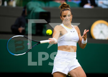 2022-06-29 - Maria Sakkari of Greece in action against Viktoriya Tomova of Bulgaria during the second round of the 2022 Wimbledon Championships, Grand Slam tennis tournament on June 29, 2022 at All England Lawn Tennis Club in Wimbledon near London, England - TENNIS - WIMBLEDON 2022 - INTERNATIONALS - TENNIS