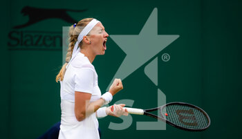 2022-06-30 - Petra Kvitova of the Czech Republic in action against Ana Bogdan of Romania during the second round of the 2022 Wimbledon Championships, Grand Slam tennis tournament on June 30, 2022 at All England Lawn Tennis Club in Wimbledon near London, England - TENNIS - WIMBLEDON 2022 - INTERNATIONALS - TENNIS