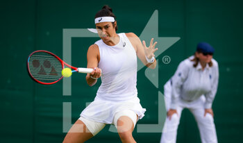2022-07-01 - Caroline Garcia of France in action against Shuai Zhang of China during the third round of the 2022 Wimbledon Championships, Grand Slam tennis tournament on July 1, 2022 at All England Lawn Tennis Club in Wimbledon near London, England - TENNIS - WIMBLEDON 2022 - INTERNATIONALS - TENNIS