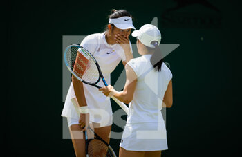 2022-07-03 - Hao-Ching Chan of Chinese Taipeh & Shuko Aoyama of Japan in action during the third round of doubles at the 2022 Wimbledon Championships, Grand Slam tennis tournament on July 3, 2022 at All England Lawn Tennis Club in Wimbledon near London, England - TENNIS - WIMBLEDON 2022 - INTERNATIONALS - TENNIS