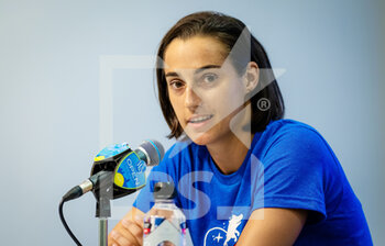 2022-08-21 - Caroline Garcia of France talks to the media after winning against Petra Kvitova of the Czech Republic, the final of the 2022 Western & Southern Open, WTA 1000 tennis tournament on August 21, 2022 in Cincinnati, United States - TENNIS - WTA - WESTERN AND SOUTHERN OPEN 2022 - INTERNATIONALS - TENNIS