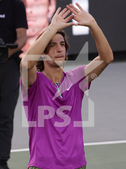 2022-10-23 - Lorenzo Musetti of Italy celebrates after win the final of ATP Naples against Matteo Berrettini of Italy  - ATP 250 NAPLES FINAL - INTERNATIONALS - TENNIS