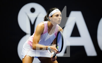 2022-10-01 - Gabriela Lee of Romania in action against Tamara Korpatsch of Germany during the first qualifications round of the 2022 Agel Open WTA 500 tennis tournament on October 1, 2022 in Ostrava, Czech Republic - TENNIS - WTA - AGEL OPEN 2022 - INTERNATIONALS - TENNIS