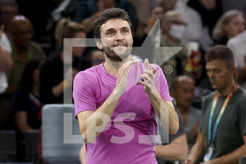 2022-10-31 - Gilles Simon of France celebrates his first round victory against Andy Murray of Great Britain during day 1 of the Rolex Paris Masters 2022, ATP Masters 1000 tennis tournament on October 29, 2022 at Accor Arena in Paris, France - TENNIS - ROLEX PARIS MASTERS 2022 - INTERNATIONALS - TENNIS