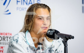 2022-11-01 - Aryna Sabalenka of Belarus talk to the press during Media Day at the 2022 WTA Finals Fort Worth tennis tournament on October 29, 2022 in Fort Worth, United States - TENNIS - 2022 WTA FINALS FORT WORTH - INTERNATIONALS - TENNIS