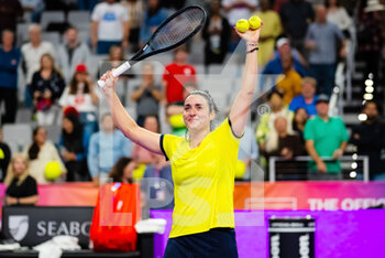 2022-11-02 - Ons Jabeur of Tunisia celebrates after winning against Jessica Pegula of the United States during her second round-robin match at the 2022 WTA Finals Fort Worth tennis tournament on November 2, 2022 in Fort Worth, United States - TENNIS - 2022 WTA FINALS FORT WORTH - INTERNATIONALS - TENNIS