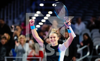 2022-11-02 - Maria Sakkari of Greece celebrates after winning against Aryna Sabalenka of Belarus during the second round-robin match at the 2022 WTA Finals Fort Worth tennis tournament on November 2, 2022 in Fort Worth, United States - TENNIS - 2022 WTA FINALS FORT WORTH - INTERNATIONALS - TENNIS