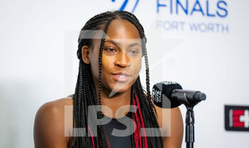 2022-11-03 - Coco Gauff of the United States talks to the media after her second round-robin match at the 2022 WTA Finals Fort Worth tennis tournament on November 3, 2022 in Fort Worth, United States - TENNIS - 2022 WTA FINALS FORT WORTH - INTERNATIONALS - TENNIS