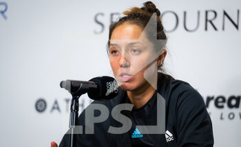 2022-11-04 - Jessica Pegula of the United States talks to the media after her third round-robin match at the 2022 WTA Finals Fort Worth tennis tournament on November 4, 2022 in Fort Worth, United States - TENNIS - 2022 WTA FINALS FORT WORTH - INTERNATIONALS - TENNIS