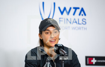 2022-11-05 - Caroline Garcia of France talks to the media after her third round-robin match at the 2022 WTA Finals Fort Worth tennis tournament on November 5, 2022 in Fort Worth, United States - TENNIS - 2022 WTA FINALS FORT WORTH - INTERNATIONALS - TENNIS