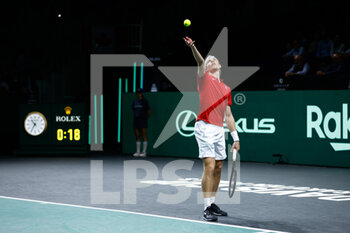 24/11/2022 - Vasek Pospisil and Denis Shapovalov of Canada play doubles against Kevin Krawietz and Tim Puetz of Germany during the third doubles tennis match from Davis Cup Finals 2022, Quarter-Finals round, played between Germany and Canada on november 24, 2022 at Palacio de Deportes Martin Carpena pavilion in Malaga, Spain - TENNIS - DAVIS CUP FINALS 2022 - GERMANY V CANADA - INTERNAZIONALI - TENNIS