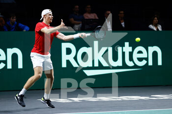 24/11/2022 - Vasek Pospisil and Denis Shapovalov of Canada play doubles against Kevin Krawietz and Tim Puetz of Germany during the third doubles tennis match from Davis Cup Finals 2022, Quarter-Finals round, played between Germany and Canada on november 24, 2022 at Palacio de Deportes Martin Carpena pavilion in Malaga, Spain - TENNIS - DAVIS CUP FINALS 2022 - GERMANY V CANADA - INTERNAZIONALI - TENNIS