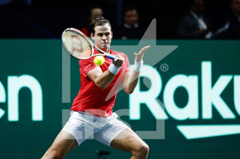 2022-11-26 - Vasek Popisil of Canada plays doubles with Felix Auger-Aliassime against Matteo Berretini and Fabio Fognini of Italy during the third doubles tennis match from Davis Cup Finals 2022, Semi-Finals round, played between Italy and Canada on november 26, 2022 at Palacio de Deportes Martin Carpena pavilion in Malaga, Spain - TENNIS - DAVIS CUP FINALS 2022 - ITALY V CANADA - INTERNATIONALS - TENNIS