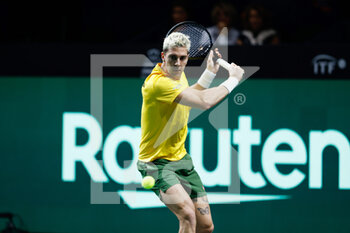 27/11/2022 - Thanasi Kokkinakis of Australia in action against Denis Shapovalov of Canada during the first tennis match from Davis Cup Finals 2022, Final, between Canada and Australia on november 27, 2022 at Palacio de Deportes Martin Carpena pavilion in Malaga, Spain - TENNIS - DAVIS CUP FINALS 2022 - CANADA V AUSTRALIA - INTERNAZIONALI - TENNIS