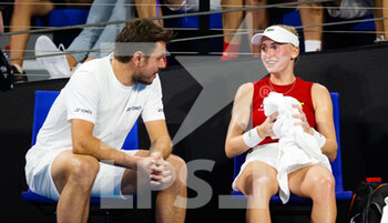 2022-12-30 - Jil Teichmann of Switzerland with Captain Stan Wawrinka during the second round-robin match at the 2023 United Cup Brisbane tennis tournament on December 30, 2022 in Brisbane, Australia - TENNIS - UNITED CUP 2023 - INTERNATIONALS - TENNIS