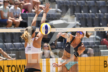 2022-06-17 - Joana Heidrich (SUI) and Kelley Kolinske (USA)  during the Beach Volleyball World Championships quarterfinals on 17th June 2022 at the Foro Italico in Rome, Italy. - BEACH VOLLEYBALL WORLD CHAMPIONSHIPS (QUARTERFINALS) - BEACH VOLLEY - VOLLEYBALL