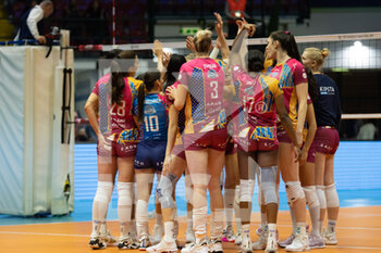 2022-12-07 - Players of Vero Volley Milano celebrate after scoring a match point - VERO VOLLEY MILANO VS SC 