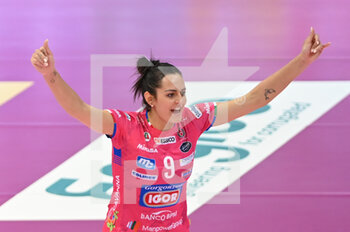 2022-03-13 - Caterina Bosetti #9 (Igor Gorgonzola Novara) rejoicing after making a point - MEGABOX VALLEFOGLIA VS IGOR GORGONZOLA NOVARA - SERIE A1 WOMEN - VOLLEYBALL