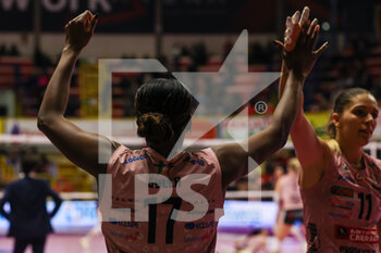 2022-02-12 - Miriam Sylla #17 of Imoco Volley Conegliano and Hristina Vuchkova #11 of Imoco Volley Conegliano during the Volley Serie A women 2021/22 volleyball match between UYBA Unet E-Work Busto Arsizio and Imoco Volley Conegliano at E-Work Arena, Busto Arsizio, Italy on February 12, 2022 - UNET E-WORK BUSTO ARSIZIO VS PROSECCO DOC IMOCO VOLLEY CONEGLIANO - SERIE A1 WOMEN - VOLLEYBALL
