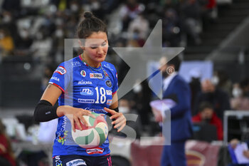 2022-02-27 - D'odorico Sofia of Igor Gorgonzola Novara during the Women's Volleyball Championship Series A1 match between Acqua & Sapone Volley Roma and Igor Volley Novara at PalaEur, 27th February, 2022 in Rome, Italy.  - ACQUA&SAPONE ROMA VOLLEY CLUB VS IGOR GORGONZOLA NOVARA - SERIE A1 WOMEN - VOLLEYBALL