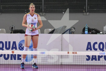 2022-02-27 - Klimets Hanna of Acqua & Sapone Roma Volley during the Women's Volleyball Championship Series A1 match between Acqua & Sapone Volley Roma and Igor Volley Novara at PalaEur, 27th February, 2022 in Rome, Italy.  - ACQUA&SAPONE ROMA VOLLEY CLUB VS IGOR GORGONZOLA NOVARA - SERIE A1 WOMEN - VOLLEYBALL