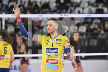 2022-03-27 - Vittoria Piani of Delta Despar Trentino during the Women's Volleyball Championship Series A1 match between Acqua & Sapone Volley Roma and Delta Despar Trentino at PalaEur, 27th March, 2022 in Rome, Italy.  - ACQUA&SAPONE ROMA VOLLEY CLUB VS DELTA DESPAR TRENTINO - SERIE A1 WOMEN - VOLLEYBALL