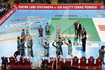 2022-05-04 - The Players of the Sir Safety Conad Perugia lined up on the playing field - PLAY OFF - CUCINE LUBE CIVITANOVA VS SIR SAFETY CONAD PERUGIA	 - SUPERLEAGUE SERIE A - VOLLEYBALL