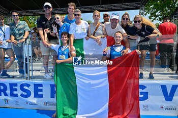 2023-06-18 - Men's Double Sculls Semifinal: Luca Rambaldi - Matteo Sartori (ITA) 1 classified and supporter's - 2023 WORLD ROWING CUP II - ROWING - OTHER SPORTS