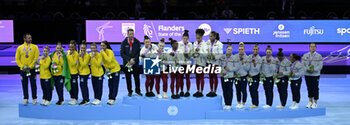 2023-10-04 - Medal ceremony GOLD Usa SILVER Brazil BRONZE France - 52ND ARTISTIC GYMNASTICS WORLD CHAMPIONSHIPS - WOMEN'S TEAM FINAL - GYMNASTICS - OTHER SPORTS