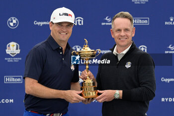 2023-09-25 - Zach Johnson (USA) Luke Donald (ENG) during the USA an Europe Ryder Cup 2023 captains press conference at Marco Simone Golf & Country Club on September 25, 2023 in Rome, Italy. - RYDER CUP 2023 - GOLF - OTHER SPORTS