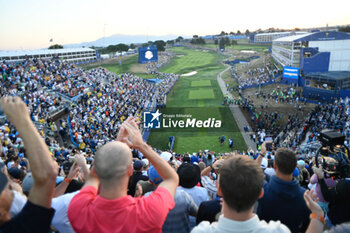 2023-09-30 - Tribune 1th hole during the Ryder Cup 2023 at Marco Simone Golf & Country Club on September 30, 2023 in Rome Italy. - RYDER CUP 2023 - GOLF - OTHER SPORTS