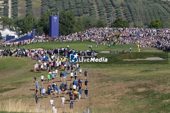 2023-09-30 - fans on the 12th hole during the Ryder Cup 2023 at Marco Simone Golf & Country Club on September 30, 2023 in Rome Italy. - RYDER CUP 2023 - GOLF - OTHER SPORTS