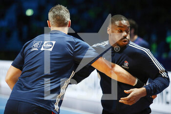 27/01/2023 - Dylan Nahi of France warms up during the IHF Men's World Championship 2023, Semi-Finals Handball match between France and Sweden on January 27, 2023 at Tele2 Arena in Stockholm, Sweden - HANDBALL - IHF MEN'S WORLD CHAMPIONSHIP 2023 - 1/2 - FRANCE V SWEDEN - PALLAMANO - ALTRO