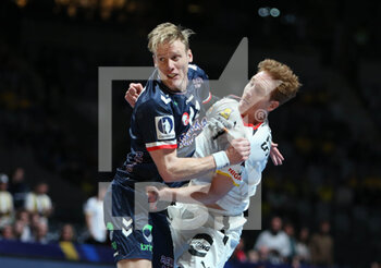 29/01/2023 - Lukas Stutzke of Germany and Magnus Gullerud of Norway during the IHF Men's World Championship 2023, Placement matches 5-6, Handball match between Germany and Norway on January 29, 2023 at Tele2 Arena in Stockholm, Sweden - HANDBALL - IHF MEN'S WORLD CHAMPIONSHIP 2023 - GERMANY V NORWAY - PALLAMANO - ALTRO